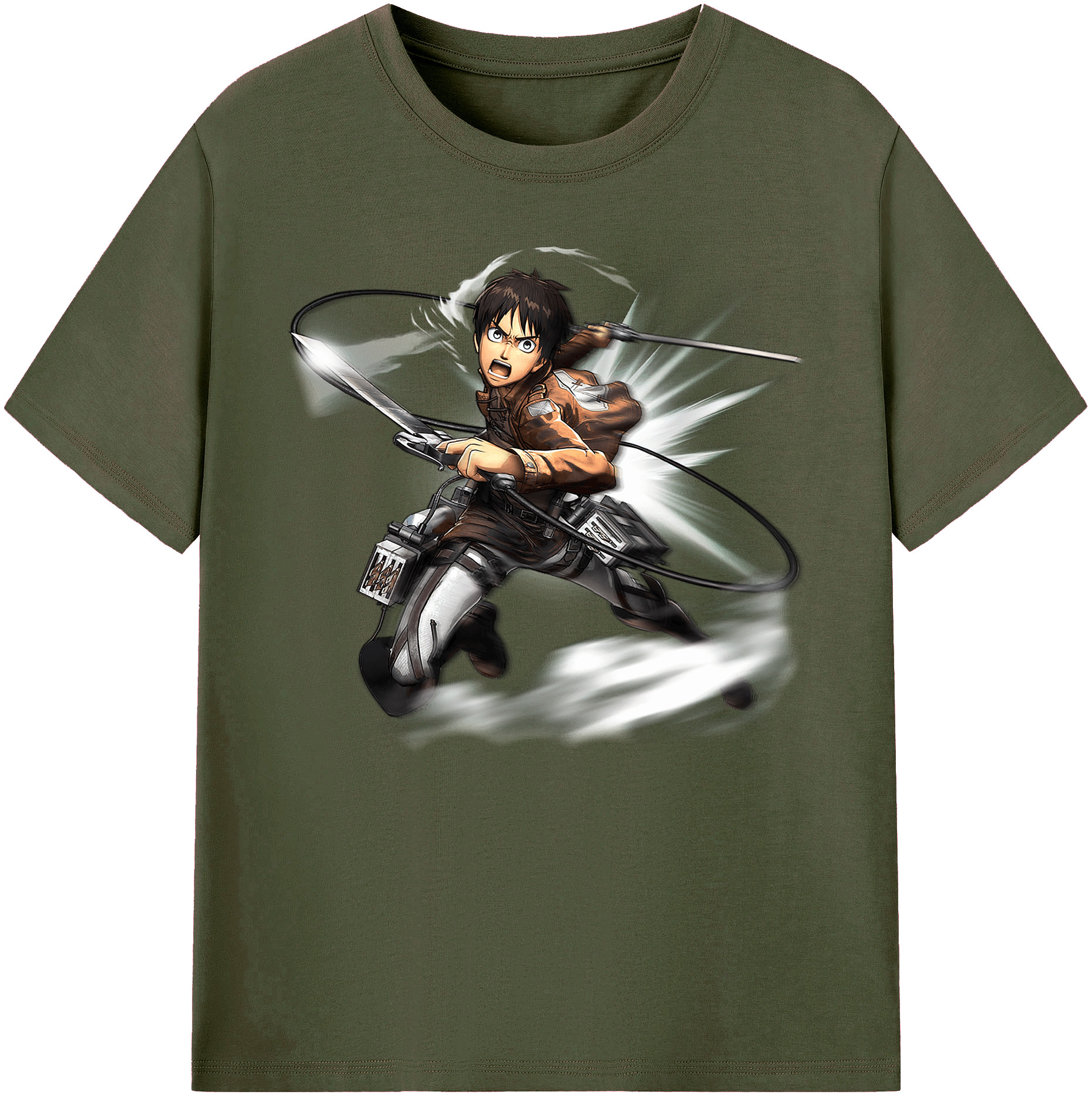 （画像用） 進撃の巨人 エレン･イェーガー Attack on Titan Eren Jäger 綿100％ メンズ半袖Tシャツ｜肌触りやわらか＆通気性